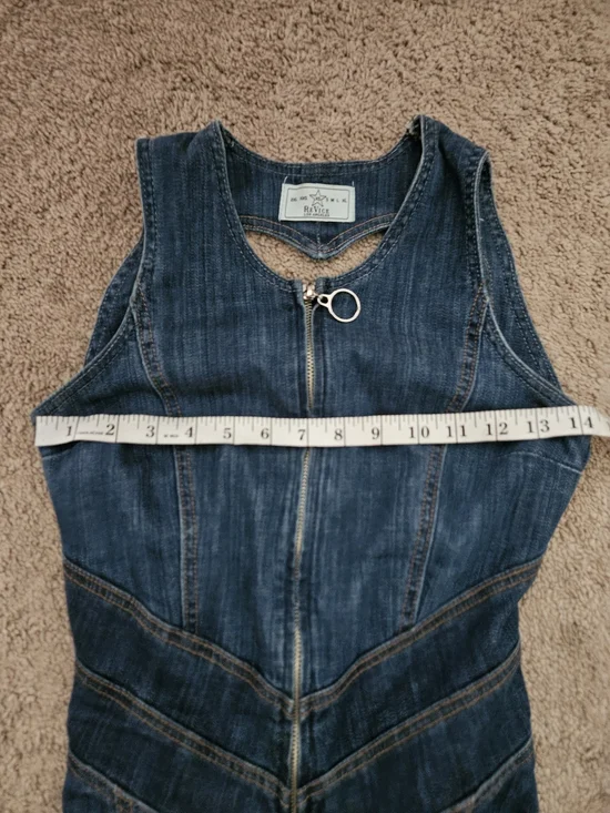 REVICE Indigo Blue Denim Flare Heart Jumpsuit - Picture 8 of 8